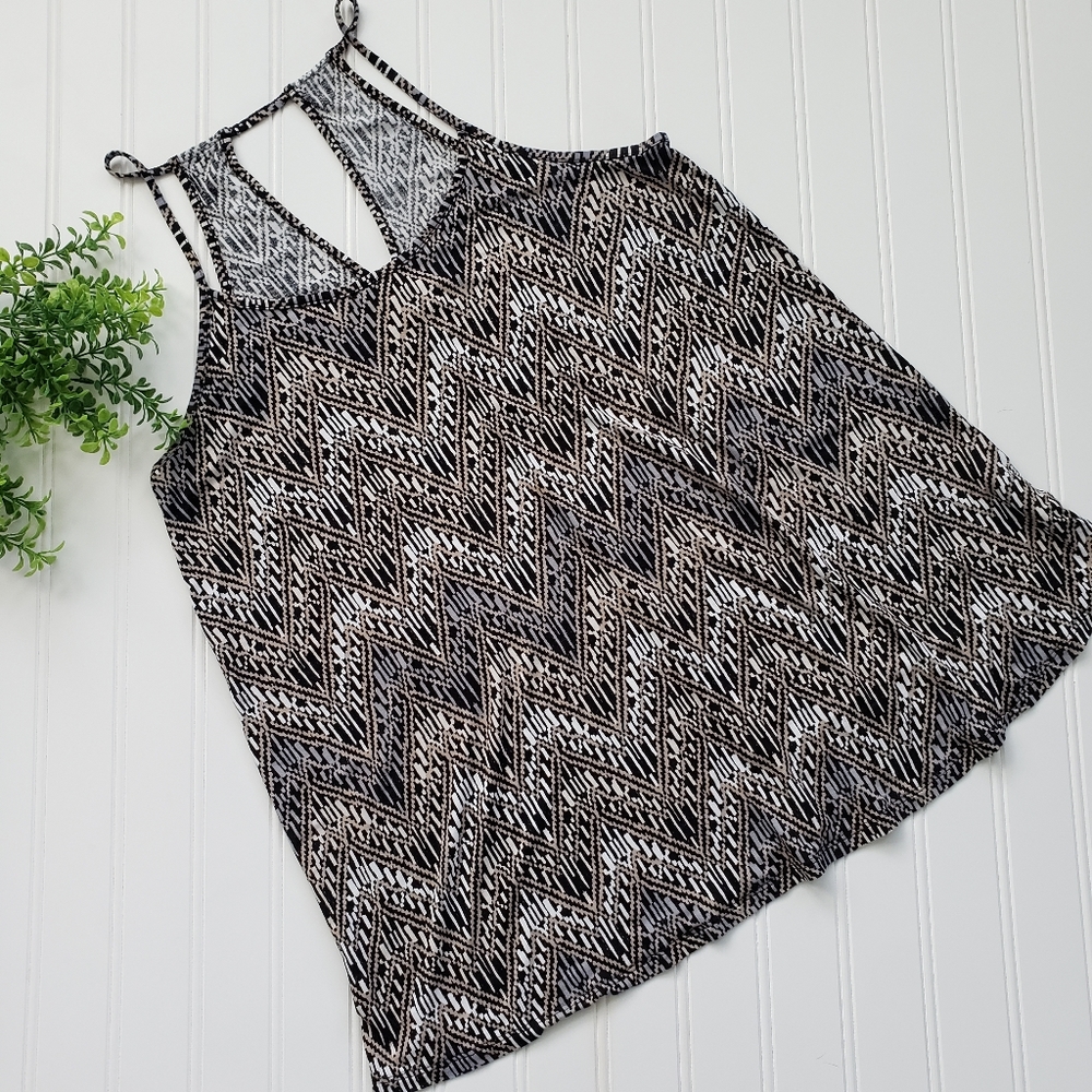 Old Navy Keyhole Back Swing Top Gray Tan size Medium